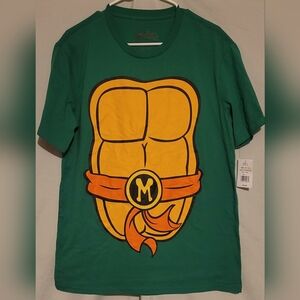 Teenage Mutant Ninja Turtles Michaelangelo Graphic Men's Tee,  M, Green Yellow